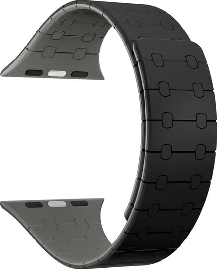 Rixus Magnetic Silicone Band For Apple Watch 42mm, 44mm, 45mm, 49mm Black And Grey