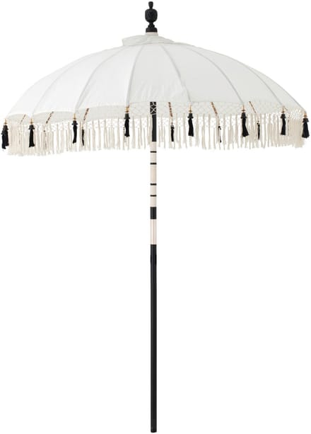 J-Line parasol Flavie - hout/katoen - ecru/zwart