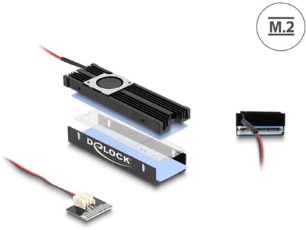 Delock Heat sink with Fan for M.2 SSD 2280 black