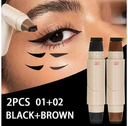 2-in-1 Dubbelkop Eyeliner Set waterproof – Zwart & Bruin set van 2 eyeliners – Waterdicht – Met Wing Stempel