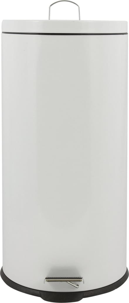 MSV Prullenbak/pedaalemmer - metaal - wit - 30 liter - 29 x 63 cm - Medium/Large-size