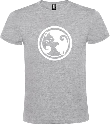 Grijs T-shirt ‘Yin Yang Katten’ Wit Maat M