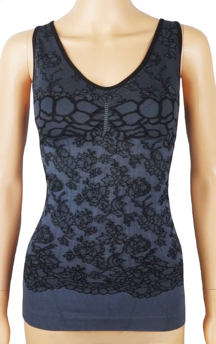 Dames top met geboorduurde print J&C Zwart - maat S / M