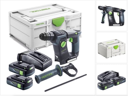 Festool BHC 18-Basic accuboormachine 18 V 1,8 J SDS Plus Brushless + 2x accu 3,0 Ah + oplader + Systainer