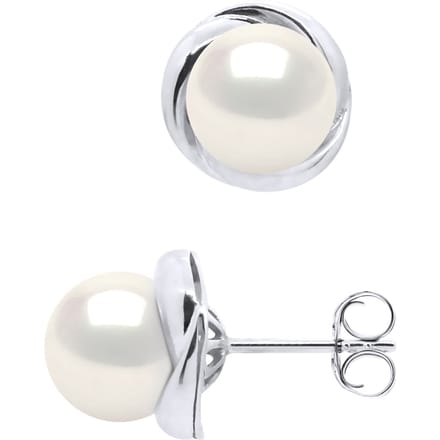 Oorbellen Wit Goud - Echte Gecultiveerde Zoetwaterparels Rond 7-8 mm