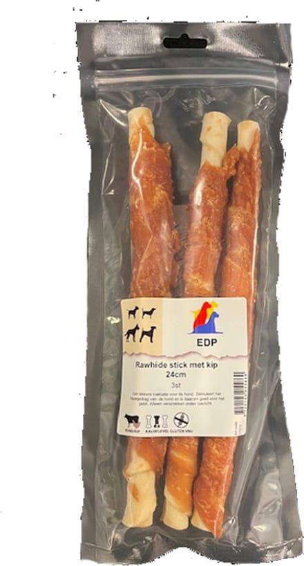 EDP- Hondenkluiven - 3 Rawhide sticks - Kip - 25cm - 1ST