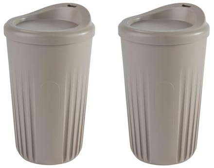 APS Herbruikbare Drinkbeker To Go - Koffiebeker met Deksel 400ml - Polypropyleen - Mokka - Set van 2