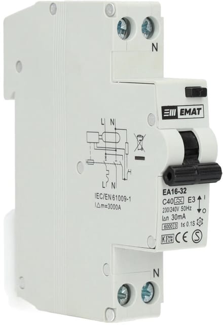 EMAT aardlekautomaat C40 1P+N 30mA Type A (85006060)