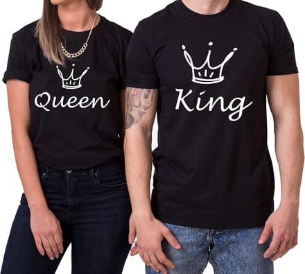 Katoenen Partnershirt Set voor Koppels Valentijnsdag T-shirts