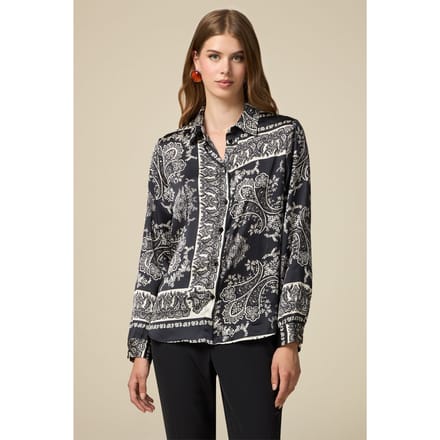 Oltre Patterned Satin Shirt Black Taglia: 42 | Magliette intime Outlet | Donna | Nero