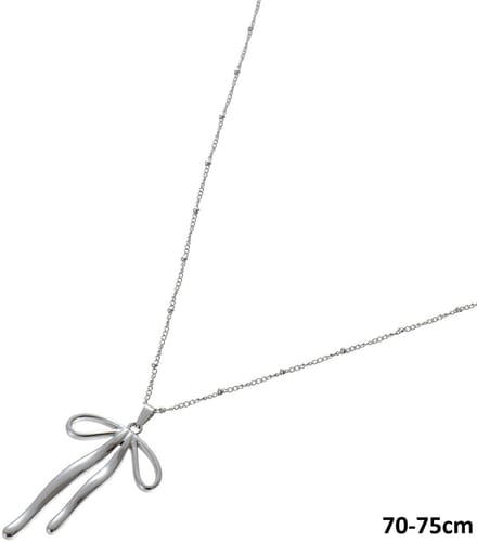 Ketting - RVS - strik - zilverkleurig - 70-75 cm