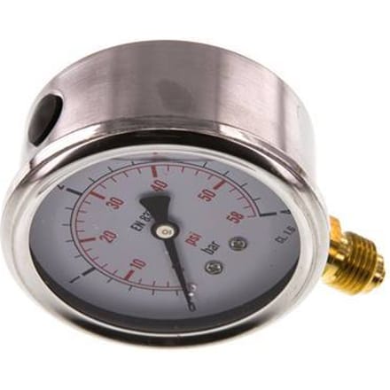 0..4 Bar Glycerine Manometer Onderaansluiting RVS/Messing 63 mm Klasse 1.6 - ML0463SVG