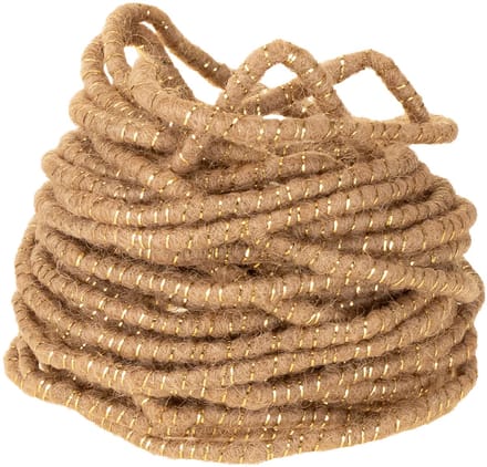Bruin wollen koord met gouden draad, 5 m x 5 mm met draad, voor decora