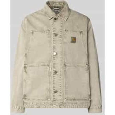 jeansjack met knoopsluiting en labeldetail