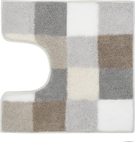 Titel: Badmat Caro kasjmier 55 cm x 50 cm met uitsparing beige WC-mat