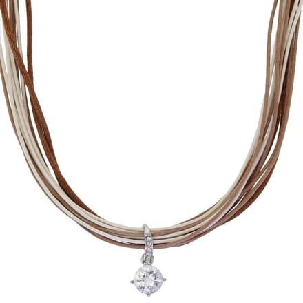 Behave – Koordketting met hanger – Boho stijl bruin beige cubic steen