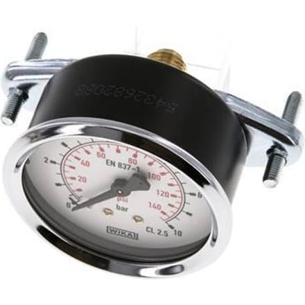 0..10 Bar Paneelmontage Manometer Staal/Messing 63 mm Klasse 2.5 (Beugel) - MW01063SH-TP