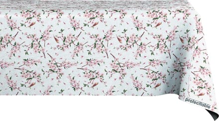 Protecttable - Tafelzeil Cherryblossom Birds 140x140cm - Tafelkleed Afwasbaar - Kunststof