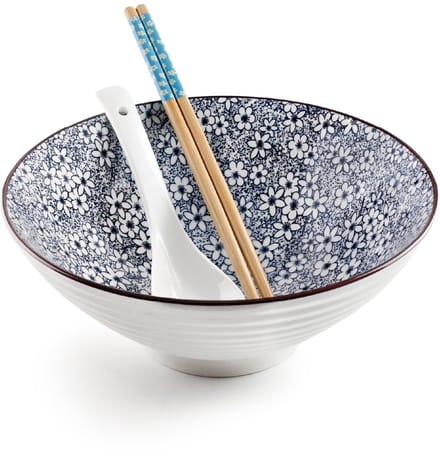 - Set voor ramen Sapporo, kom + lepel + 2 stokjes, porselein