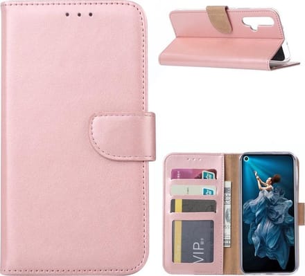 Bookcase Geschikt voor: Honor 20 - Rose Goud - portemonnee hoesje