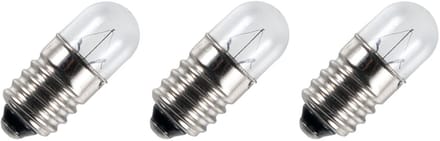 Signaallamp E10 6V 1W - 166 mAh - 3 stuks - T9 Gloeilamp Ø9mm - 23mm - 2500K - Dimbaar