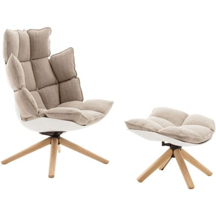 B&B Italia Husk Draaibare Fauteuil met voetensteun - Astro Rope