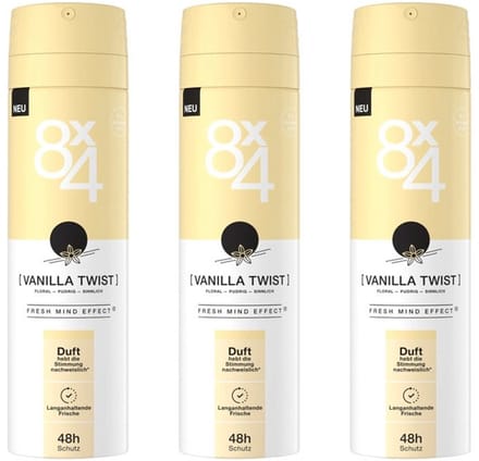 8 x 4 Deo Spray - Vanilla Twist - Voordeelverpakking 3 x 150 ml