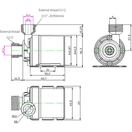 Ultra Stille Mini DC 12V Hefhoogte 5M 800L/U Borstelloze Motor Dompelpomp zwart