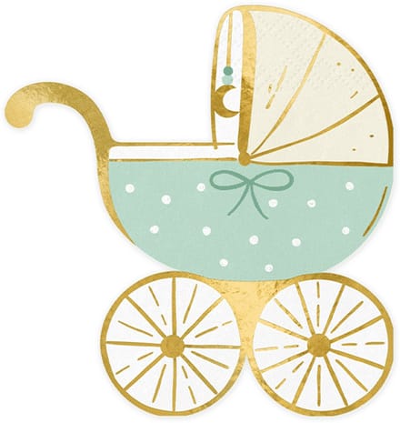 PartyDeco - Servetten - kinderwagen blauw (20 stuks)