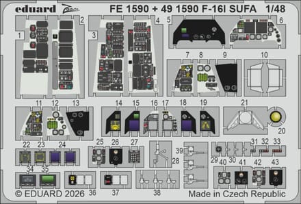 Eduard Modelbouwdecoratie - FE1590 Zoom Set voor Lockheed Martin F-16I Sufa - Photo-etch