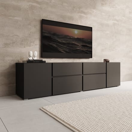 Meubella - Aroji - TV-Meubel - Zwart - 195x40x48 cm