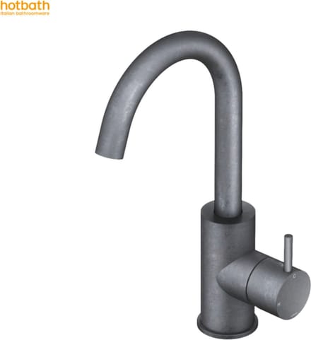Hotbath Cobber - Wastafelmengkraan - zonder Waste - met Draaibare Uitloop - Geborsteld Zwart PVD - Opbouw - Messing