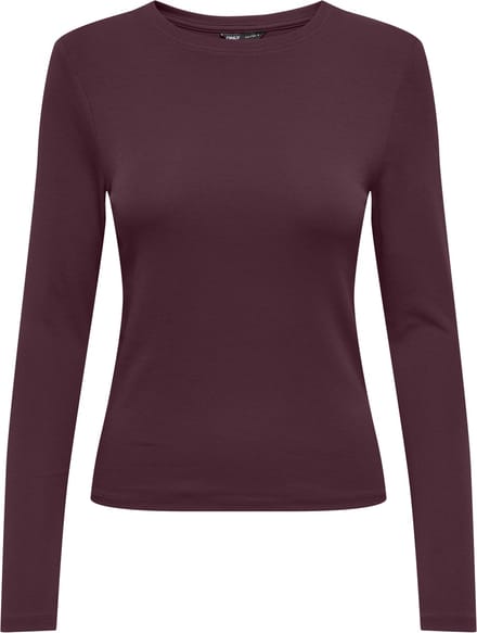 Only bordeaux dames t-shirt   Regular fit   Duurzaam   Lange mouw Bordeaux M
