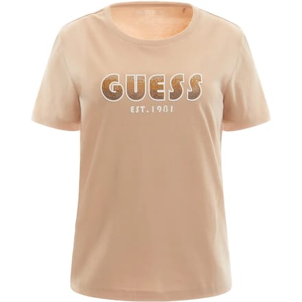 Guess CN Shaded Logo T-Shirt Dames Beige - Maat: XS