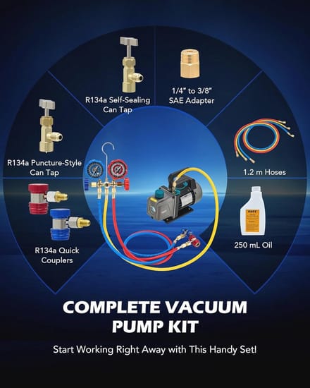 Vacuümpomp voor airconditioning 3,5 CFM met manometer en accessoires