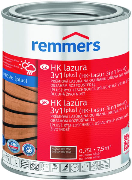 Remmers - HK 3in1 glazuur [plus] 0,75 l, Kastanje