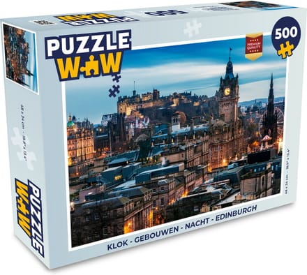 Puzzel Klok - Gebouwen - Nacht - Edinburgh - Legpuzzel - Puzzel 500 stukjes