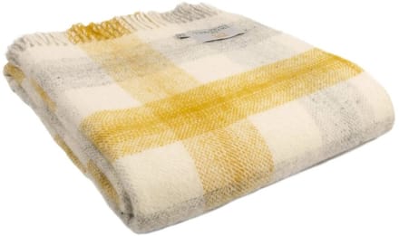 Plaid Meadow Check Geel - 150x183 - Nieuw Wol - Tweedmill UK