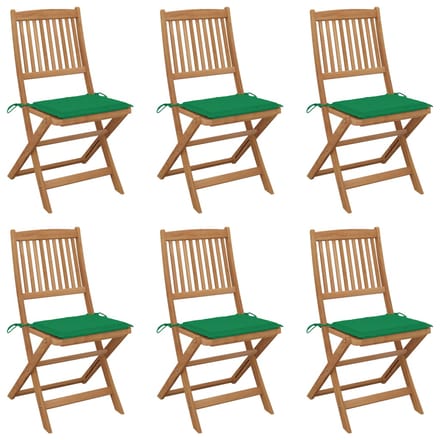 vidaXL - Inklapbare - stoelen - 6 - st - met - kussens - massief - acaciahout
