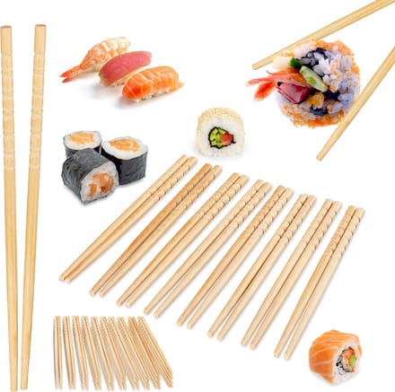 sushi stokjes - set - 50 paar - hebruikbaar - met ribbels - bamboe