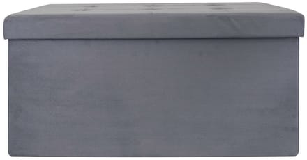Home Deco - Poef/hocker Chique - opvouwbaar - stof - opbergbox - grijs - polyester/mdf - 76 x 38 cm