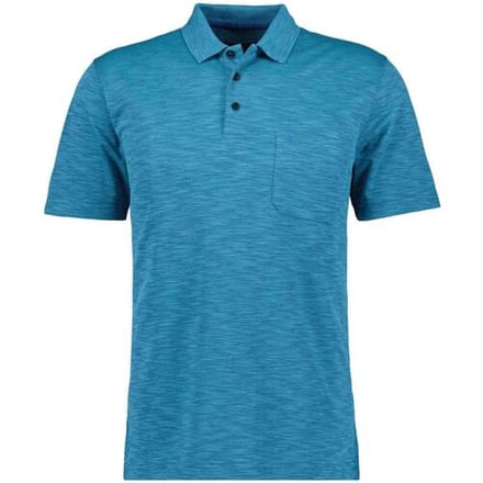 Ragman Polo Soft Knit Fine Stripe Flame Design Water Blue / male