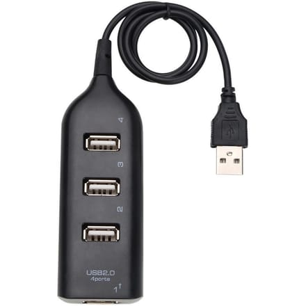 4-poorts USB Hub Socket Mini 2.0 Hoge snelheid USB-splitteradapter voor laptop-pc zwart