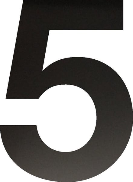 Huisnummer 30 cm - Nummer 5 - Mat Zwart RVS