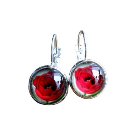 2 Love it Tulp H - Oorbellen - Wit - Groen - Rood - Zilverkleurig