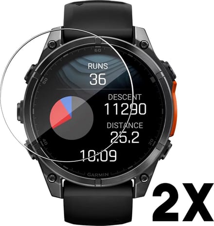 Screenprotector geschikt voor Garmin Fenix 8 – 47mm – Gehard glas – Hoge kwaliteit screen protector 47 mm – Tempered Glass 9H – 2 stuks – TechDefend