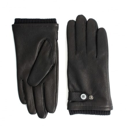 SANTO | Gevoerde leren handschoenen van schapenleer | zwart