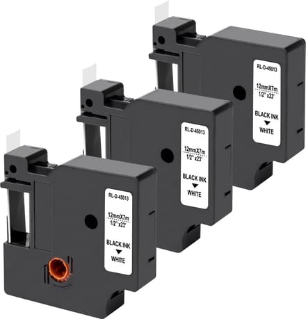 Label compatible Dymo LabelManager 150 280 350 450 LabelPoint 200 300 - Label 45013 12 mm x 7 m - Set van 3 witte linten