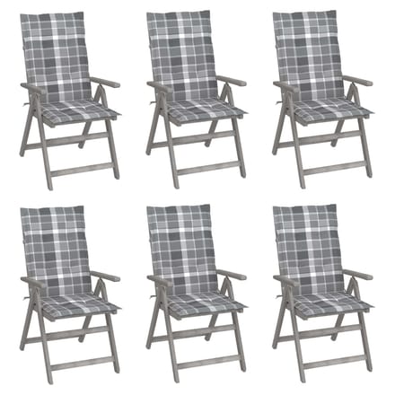 vidaXL - Tuinstoelen - 6 - st - verstelbaar - met - kussens - massief - acaciahout