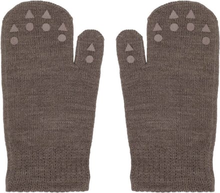 GoBabyGo Merino Wollen Grip Wanten Brown Melange 0-3 Jaar